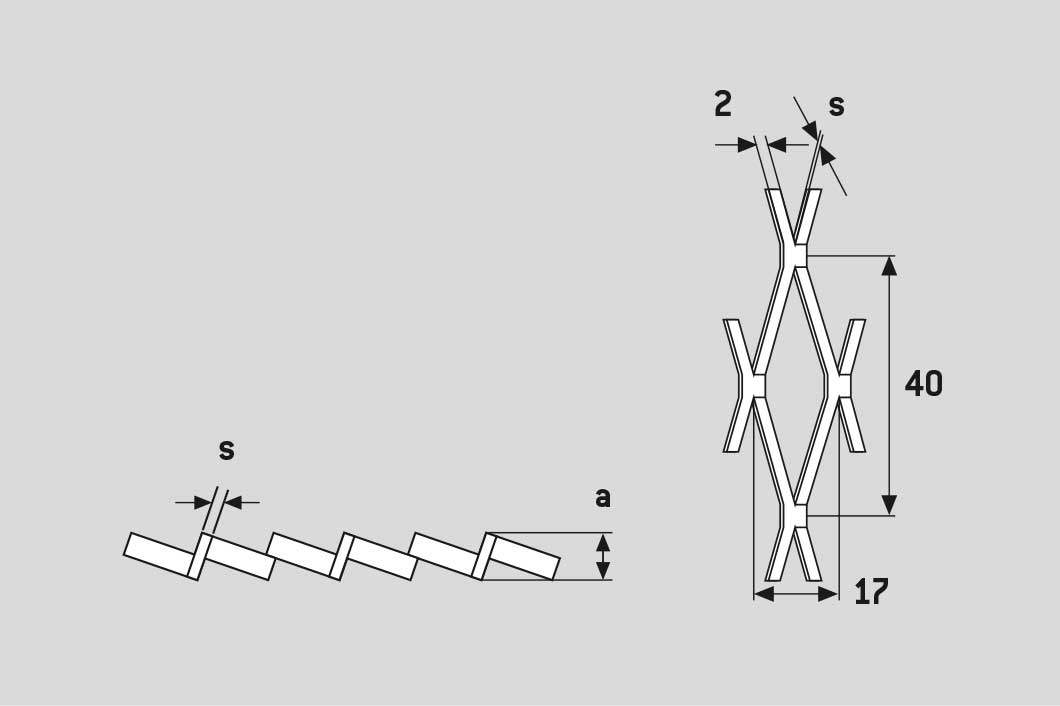 Romboid 40x17x2 Sträckmetall Förzinkat stål